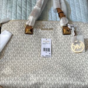 Michael Kors Cream Crossbody Bag with Gold Accents